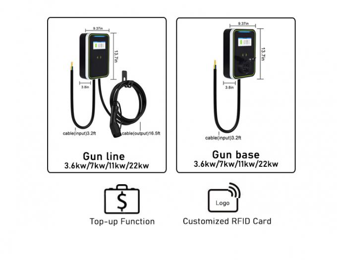 Ligne d'arme à feu de chargeur de Wallbox de voiture électrique d'EV-HW avec l'écran 7KW 2
